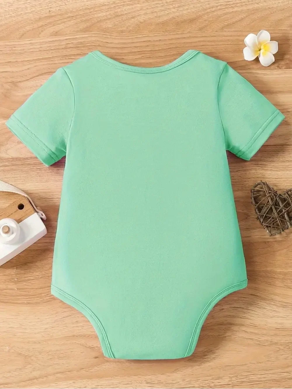 Mint Green Cow Graphic Baby One-Piece with Pink Accents